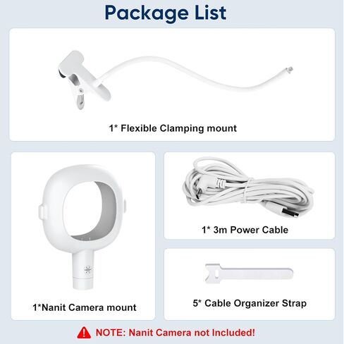 Baby Monitor Stand for Nanit Pro/Plus,Flexible Gooseneck Clip Mount with USB C Charger Mount and 10FT Cable for Baby Monitor Camera, Nanit Travel Stand Without Tool or Wall Damage(Camera not Included) in Kuwait
