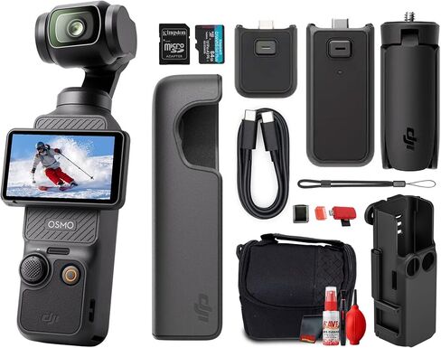 DJI Osmo Pocket 3 Capture More Combo with 1-Inch CMOS Sensor, 4K 120fps Video, 3-Axis Gimbal Stabilization, Compact Handheld Vlogging Camera (CP.OS.00000376.01) + 50-in-1 Accessory Kit + More in Kuwait