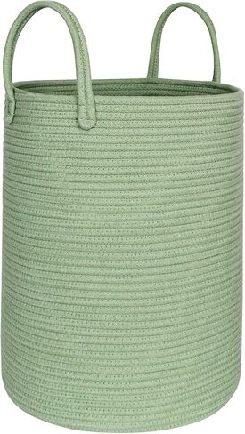 MEGASKET Large Woven Laundry Basket, 15"x18" Tall Blanket Storage for Living Room, Cute Nursery Kids Baby Laundry Hamper, Wicker Hamper for Bedroom Aesthetic, Cotton Rope Dirty Clothes Decor Basket in Kuwait