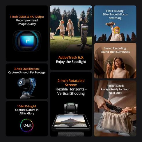 DJI Osmo Pocket 3 Capture More Combo with 1-Inch CMOS Sensor, 4K 120fps Video, 3-Axis Gimbal Stabilization, Compact Handheld Vlogging Camera (CP.OS.00000376.01) + 50-in-1 Accessory Kit + More in Kuwait