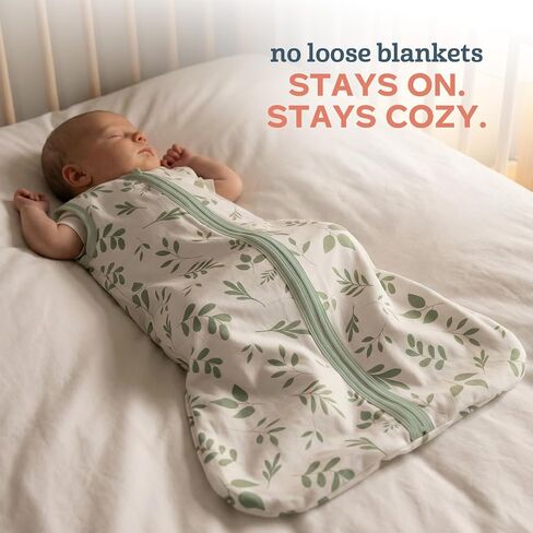 Baby Sleep Sack 0.5 TOG, Lightweight 3-Pack, L, 15-24 Months, Green Leaf | 95% Polyester, 5% Spandex, soft stretch fabric, roomy hip area, 2-way zipper for easy diaper changes, ideal for warm rooms in Kuwait