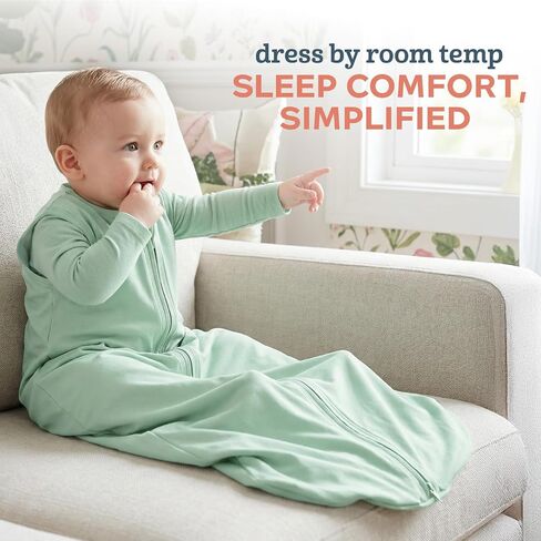 Baby Sleep Sack 0.5 TOG, Lightweight 3-Pack, L, 15-24 Months, Green Leaf | 95% Polyester, 5% Spandex, soft stretch fabric, roomy hip area, 2-way zipper for easy diaper changes, ideal for warm rooms in Kuwait