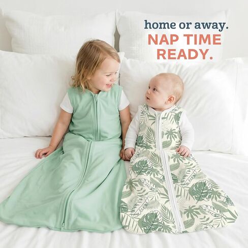 Baby Sleep Sack 0.5 TOG, Lightweight 3-Pack, L, 15-24 Months, Green Leaf | 95% Polyester, 5% Spandex, soft stretch fabric, roomy hip area, 2-way zipper for easy diaper changes, ideal for warm rooms in Kuwait