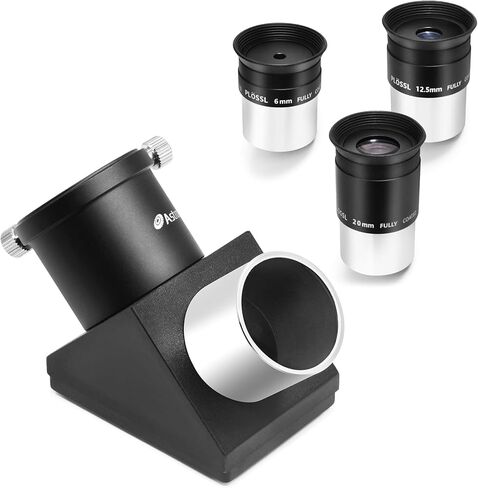 Astromania 1.25-Inch 6/12.5/20mm Plossl Telescope Eyepiece Set - Bundle with - 1.25" 90-Degree Diagonal Mirror in Kuwait