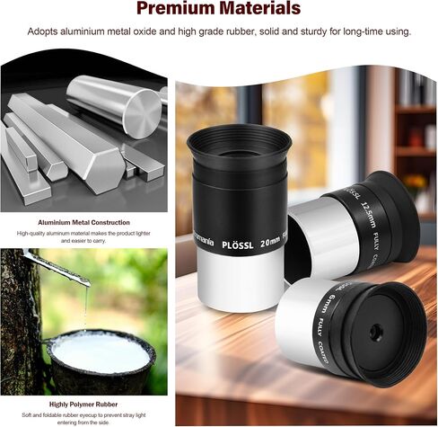 Astromania 1.25-Inch 6/12.5/20mm Plossl Telescope Eyepiece Set - Bundle with - 1.25" 90-Degree Diagonal Mirror in Kuwait