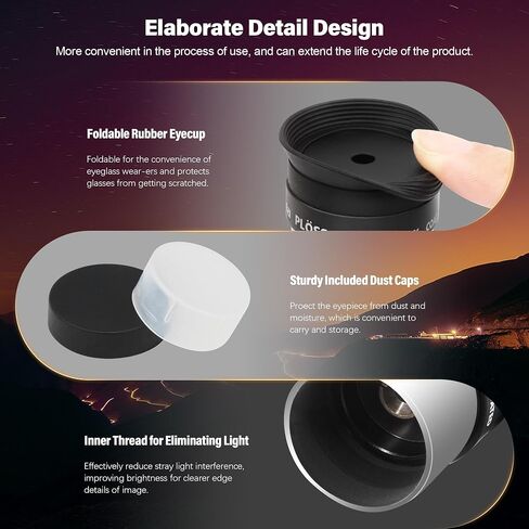 Astromania 1.25-Inch 6/12.5/20mm Plossl Telescope Eyepiece Set - Bundle with - 1.25" 90-Degree Diagonal Mirror in Kuwait