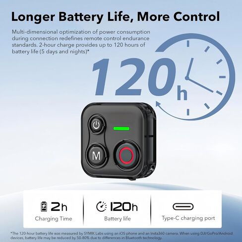Bluetooth Remote Control for DJI Osmo 360, Osmo Action 6/5 Pro/4, for insta360 GO Ultra/GO 3S/X5/X4/X3/Ace - 164ft Range, Compatible with iPhone 12-17 Pro Max, Hero 8-13, Android Phones in Kuwait