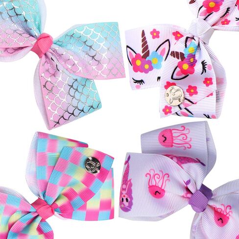 18pcs Hair Bows for Girls - 5 Inch Large Bow Alligator Clips for Girls Unicorn Rainbow Ribbon Colorful Hair Accessories for Toddler Teens Kids(18PCS) in Kuwait