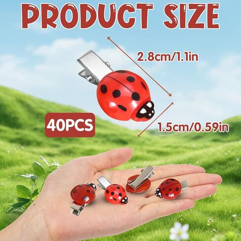 Fun Ladybug Hair Clips for Women & Girls, Whimsical Cute Bug Hair Accessories with Metal Grip | Fun Decorative Clips for Daily Use & Cosplay Themed Party & Halloween (20) in Kuwait