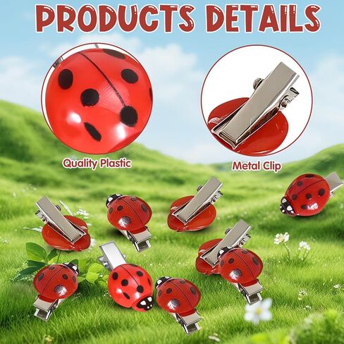 Fun Ladybug Hair Clips for Women & Girls, Whimsical Cute Bug Hair Accessories with Metal Grip | Fun Decorative Clips for Daily Use & Cosplay Themed Party & Halloween (20) in Kuwait