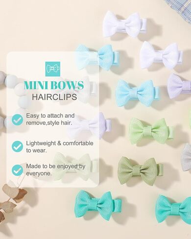 YHXX YLEN 40PCS Baby Girl Clips, 1.4" Mini Baby Hair Bows Grosgrain Ribbon Baby Clips for Fine Hair, Fully Lined Tiny Barrettes Baby Hair Accessories for Infants Toddlers in Kuwait
