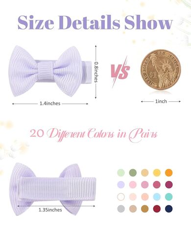 YHXX YLEN 40PCS Baby Girl Clips, 1.4" Mini Baby Hair Bows Grosgrain Ribbon Baby Clips for Fine Hair, Fully Lined Tiny Barrettes Baby Hair Accessories for Infants Toddlers in Kuwait