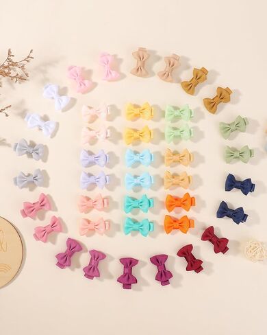YHXX YLEN 40PCS Baby Girl Clips, 1.4" Mini Baby Hair Bows Grosgrain Ribbon Baby Clips for Fine Hair, Fully Lined Tiny Barrettes Baby Hair Accessories for Infants Toddlers in Kuwait