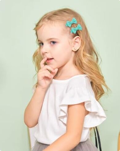 YHXX YLEN 40PCS Baby Girl Clips, 1.4" Mini Baby Hair Bows Grosgrain Ribbon Baby Clips for Fine Hair, Fully Lined Tiny Barrettes Baby Hair Accessories for Infants Toddlers in Kuwait