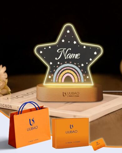 Personalized Gift for Baby Shower Custom Night Light with Name Baby Nursery Bedroom Led Lamp Decor for Christmas Birthday Kids Child Toddler(Flower-Round Base) in Kuwait