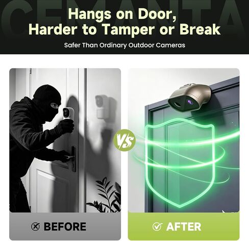2K Indoor/Outdoor Security Camera, Wireless Doorcam for Home Surveillance, Free Cloud Storage, 2.4G/5Ghz WiFi, 2-Way Talk, AI Human Detection, Tamper-Proof, Compatible with Alexa in Kuwait