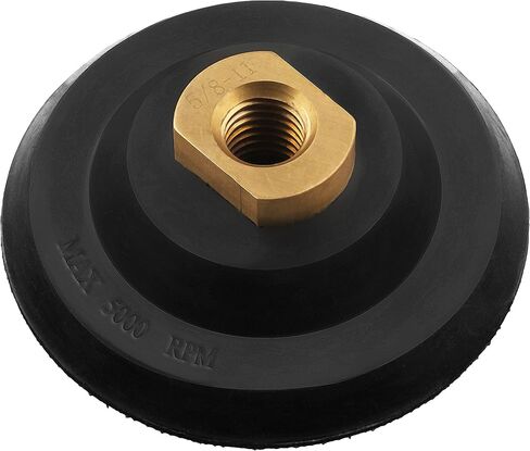 4 inch Polisher Backing Plate - Metal Arbor 5/8" 11 Thread Rubber Hook and Loop Backer Pad, Ideal Polishing Disc Holder for Concrete Tile Granite Marble Stone Countertop Floor Grinder (Black) in Kuwait