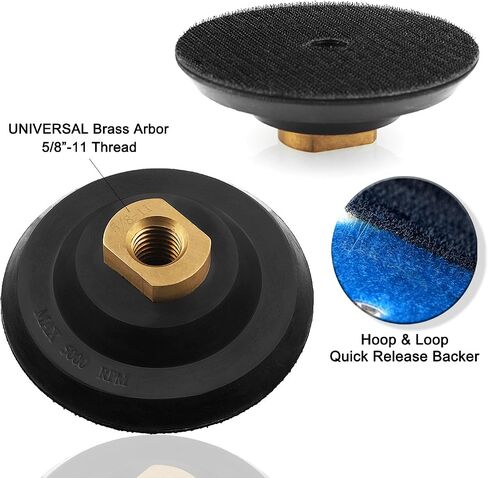 4 inch Polisher Backing Plate - Metal Arbor 5/8" 11 Thread Rubber Hook and Loop Backer Pad, Ideal Polishing Disc Holder for Concrete Tile Granite Marble Stone Countertop Floor Grinder (Black) in Kuwait