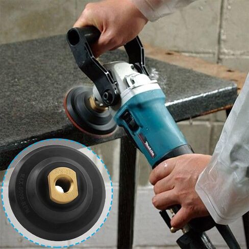 4 inch Polisher Backing Plate - Metal Arbor 5/8" 11 Thread Rubber Hook and Loop Backer Pad, Ideal Polishing Disc Holder for Concrete Tile Granite Marble Stone Countertop Floor Grinder (Black) in Kuwait