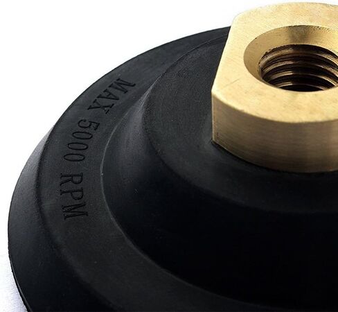 4 inch Polisher Backing Plate - Metal Arbor 5/8" 11 Thread Rubber Hook and Loop Backer Pad, Ideal Polishing Disc Holder for Concrete Tile Granite Marble Stone Countertop Floor Grinder (Black) in Kuwait