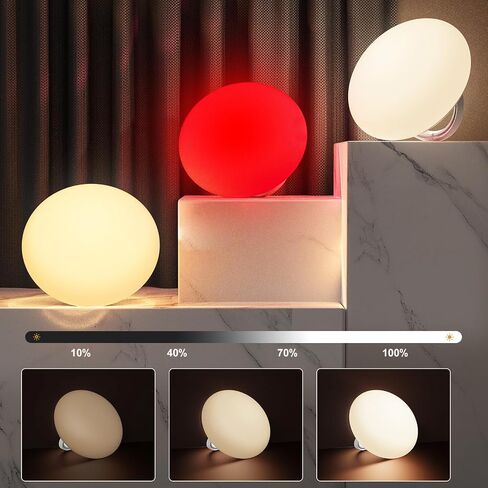 Baby Night Light | Egg Light for Nursery | Eye Caring Red Light | Soft Silicone BPA-Free, Dimmable, for Kids New Mom Breastfeeding Diaper Change, 1/3/6 H Timer, Warm White/Amber/Red Light in Kuwait