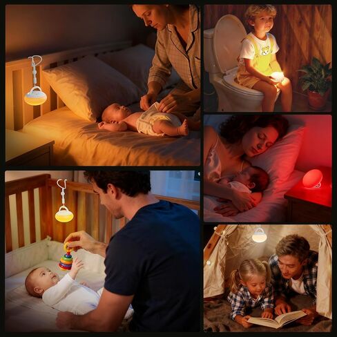 Baby Night Light | Egg Light for Nursery | Eye Caring Red Light | Soft Silicone BPA-Free, Dimmable, for Kids New Mom Breastfeeding Diaper Change, 1/3/6 H Timer, Warm White/Amber/Red Light in Kuwait