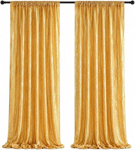 Black Sequin Backdrop Curtains 2 Panels 2FT x 8FT for Party | Glitter Photo Background Drapes for Wedding Birthday Photography Decoration in Kuwait