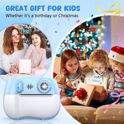Kids Camera Instant Print 1080P Front Rear Dual Selfie - Kids Digital Camera with Video Games, 32GB & 5-Color Print Paper/ 250 Photos,Easy to Use & Great Toys Gifts for Boys Girls, Ages 3-12 in Kuwait