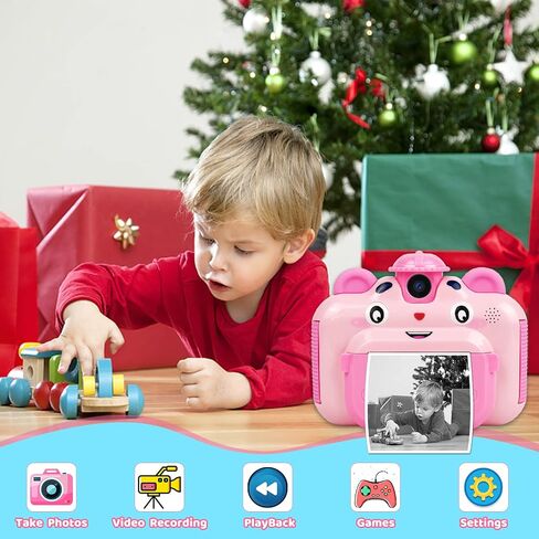 Instant Print Digital Camera for Kids, Toddler Camera, 20MP Selfie Video, Children's Toy, Christmas & Birthday Gift for 6-12 Year Old Girls & Boys, Pink in Kuwait