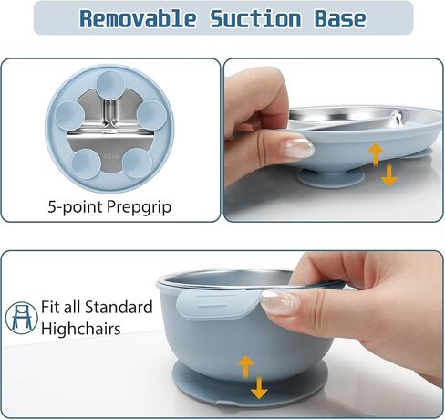 Stainless Steel Baby Feeding Set with Suction – Divided Toddler Plate, Bowl & Utensils, BPA-Free Silicone, Non-Slip Strong Suction Base, Easy Clean Weaning Set for Babies & Toddlers in Kuwait