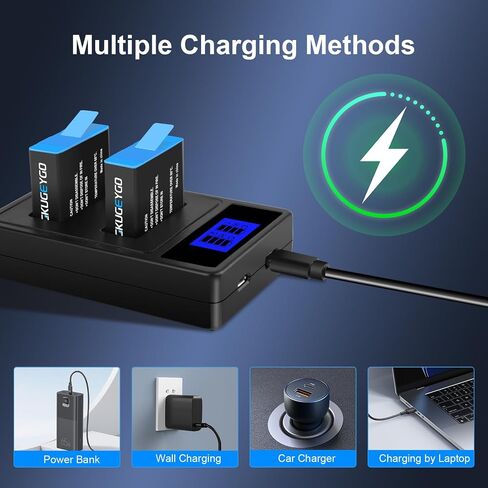 Battery Charger Kit, 2 Pack Batteries & Dual USB Charger Compatible with GoPro Hero 8/7/6/5 Black in Kuwait