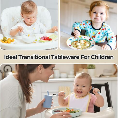 12 PCS Toddler Utensils Kids Silverware Set with Silicone Handle Children Food Grade 18/8 Stainless Steel Toddler Forks and Spoons Safe Anti-Choke Design Mirror Polished Sturdy Durable with 3 Colors in Kuwait