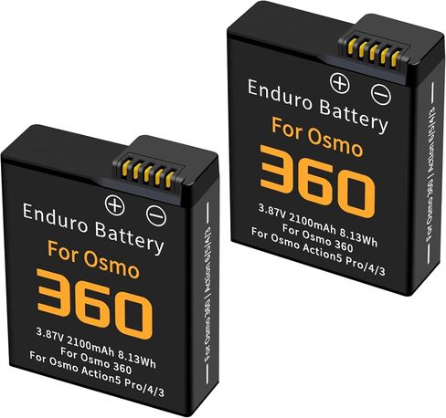 2-Pack Osmo 360 Battery Compatible for DJI Action 6/5 Pro/4/3 3.87V 2100mAh in Kuwait