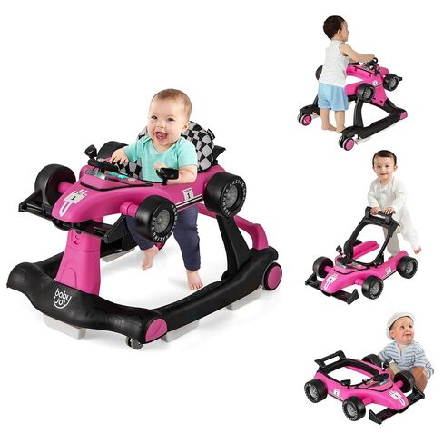 BABY JOY 4-in-1 Baby Walker, Foldable Activity Walker with Adjustable Height & Speed, Music, Lights, Anti-Rollover, Toddler Push Walker, Baby Walker with Wheels for Boys Girls 6-18 Months (Red) in Kuwait