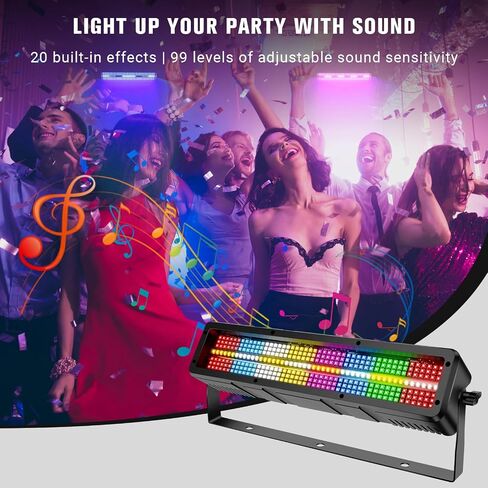 DJ Stage Strobe Lights: 120W 336LEDs RGBW & Amber 5IN1 Color Mixing - Remote & DMX Control - 16RGB & 8White & 8Amber Zones Chase Effect for Mobile Party Club Show Gig Band Dance Performance in Kuwait
