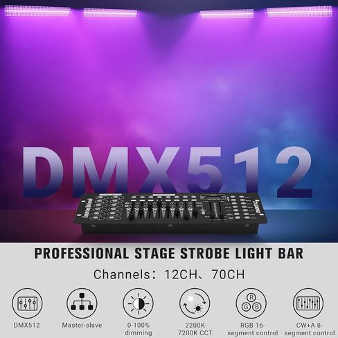 DJ Stage Strobe Lights: 120W 336LEDs RGBW & Amber 5IN1 Color Mixing - Remote & DMX Control - 16RGB & 8White & 8Amber Zones Chase Effect for Mobile Party Club Show Gig Band Dance Performance in Kuwait