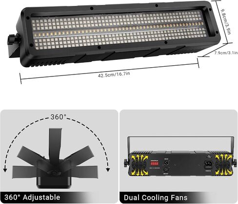 DJ Stage Strobe Lights: 120W 336LEDs RGBW & Amber 5IN1 Color Mixing - Remote & DMX Control - 16RGB & 8White & 8Amber Zones Chase Effect for Mobile Party Club Show Gig Band Dance Performance in Kuwait