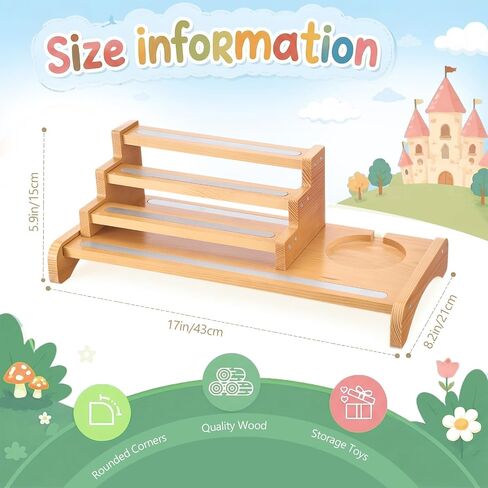 Pinkunn Storage Shelf Compatible with Tonie, Extra Large 3-Tier Wooden Magnetic Display Organizer Compatible with Toniebox, Desktop Storage Rack Holds up to 25 Figures Characters and Charging Station in Kuwait