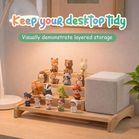 Pinkunn Storage Shelf Compatible with Tonie, Extra Large 3-Tier Wooden Magnetic Display Organizer Compatible with Toniebox, Desktop Storage Rack Holds up to 25 Figures Characters and Charging Station in Kuwait
