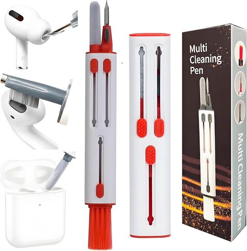 Cleaner Kit for AirPods Pro 3/2/1-4-in-1 Earbud Cleaning Pen with Metal Tip, Soft Brush & Flocking Sponge, Cleaning Tool for Wireless Earbuds, Charging Case, Phone, Keyboard & Electronics in Kuwait