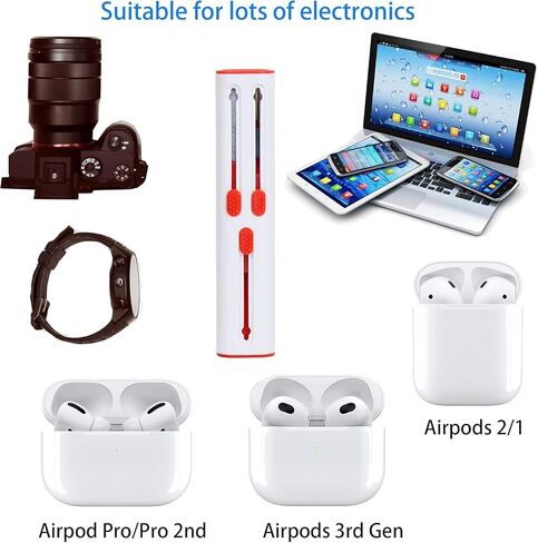 Cleaner Kit for AirPods Pro 3/2/1-4-in-1 Earbud Cleaning Pen with Metal Tip, Soft Brush & Flocking Sponge, Cleaning Tool for Wireless Earbuds, Charging Case, Phone, Keyboard & Electronics in Kuwait