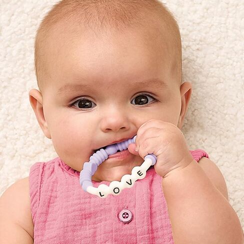 Itzy Ritzy Teething Rings - Set of 3 Textured, Silicone Rings for Ages 3 Months & Up - One-Piece Design with Adorable Messages (Pastel) in Kuwait