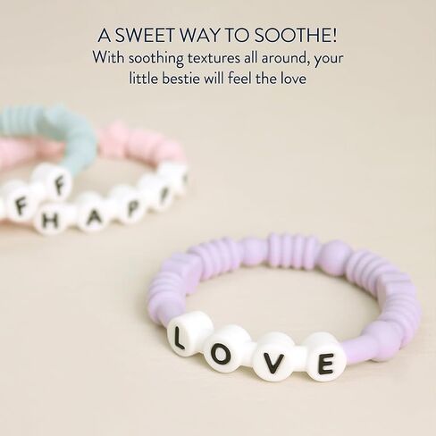 Itzy Ritzy Teething Rings - Set of 3 Textured, Silicone Rings for Ages 3 Months & Up - One-Piece Design with Adorable Messages (Pastel) in Kuwait