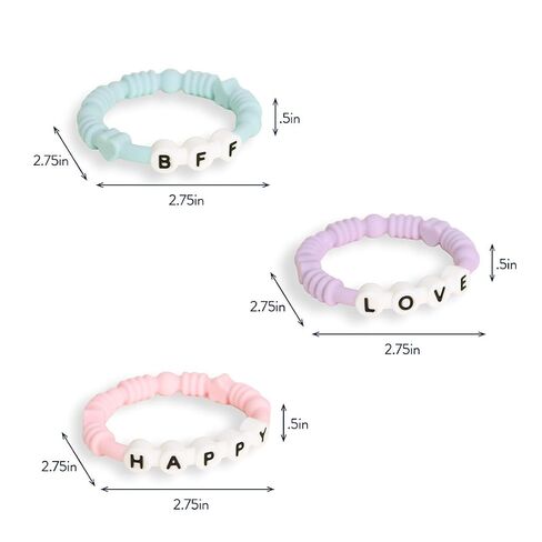 Itzy Ritzy Teething Rings - Set of 3 Textured, Silicone Rings for Ages 3 Months & Up - One-Piece Design with Adorable Messages (Pastel) in Kuwait