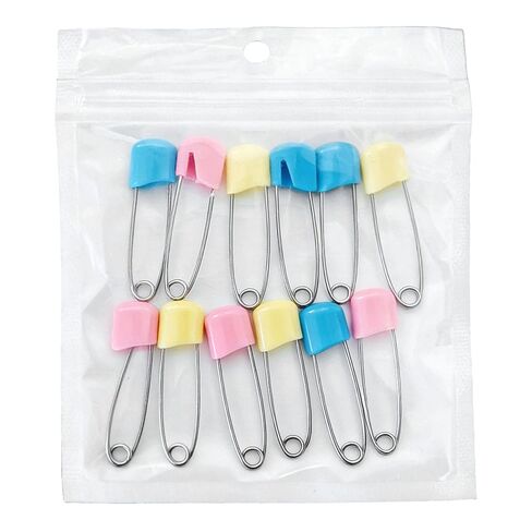 Yctze 12 PCS Diaper Pins, Compact Strong abs Stainless Steel Safety Nappy Pins with Plastic Head, Curved Needle Design for Laundry Crafts DIY Jewelry Making 1.57x0.75x0.2in (Small Size) in Kuwait