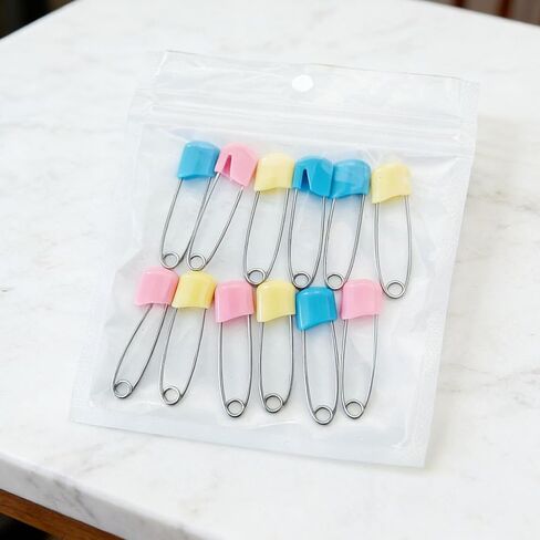 Yctze 12 PCS Diaper Pins, Compact Strong abs Stainless Steel Safety Nappy Pins with Plastic Head, Curved Needle Design for Laundry Crafts DIY Jewelry Making 1.57x0.75x0.2in (Small Size) in Kuwait