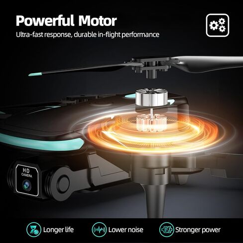Drone with Camera 1080P HD, FPV Foldable Mini Drone for Beginners Kids Boys Girls, with 2 recharging Batteries, Carrying Case, One Key Start, Stable Hover, Trajectory Flight, Toys Gifts (Black) in Kuwait