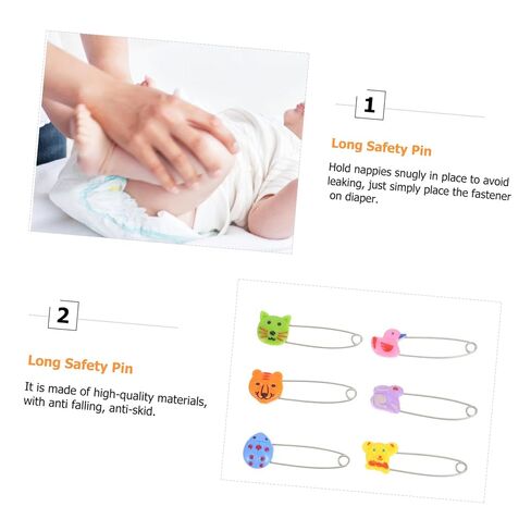 VICASKY 30pcs Animal Safety Pins Long Diaper Pins Stainless Steel Newborn Diaper Fasteners in Kuwait