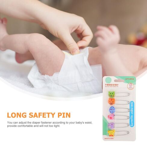 VICASKY 30pcs Animal Safety Pins Long Diaper Pins Stainless Steel Newborn Diaper Fasteners in Kuwait