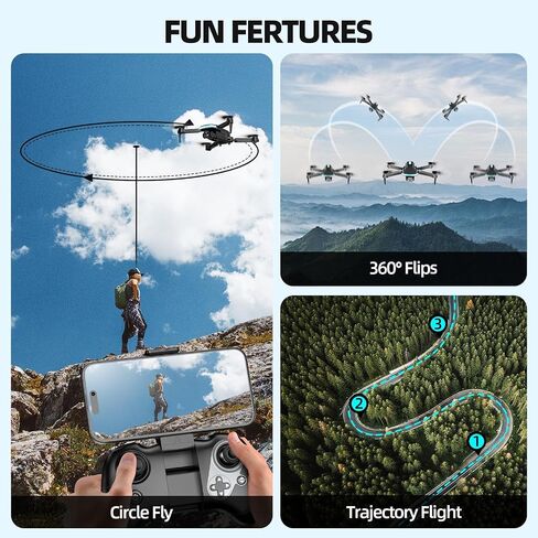 Drone with Camera 1080P HD, FPV Foldable Mini Drone for Beginners Kids Boys Girls, with 2 recharging Batteries, Carrying Case, One Key Start, Stable Hover, Trajectory Flight, Toys Gifts (Black) in Kuwait